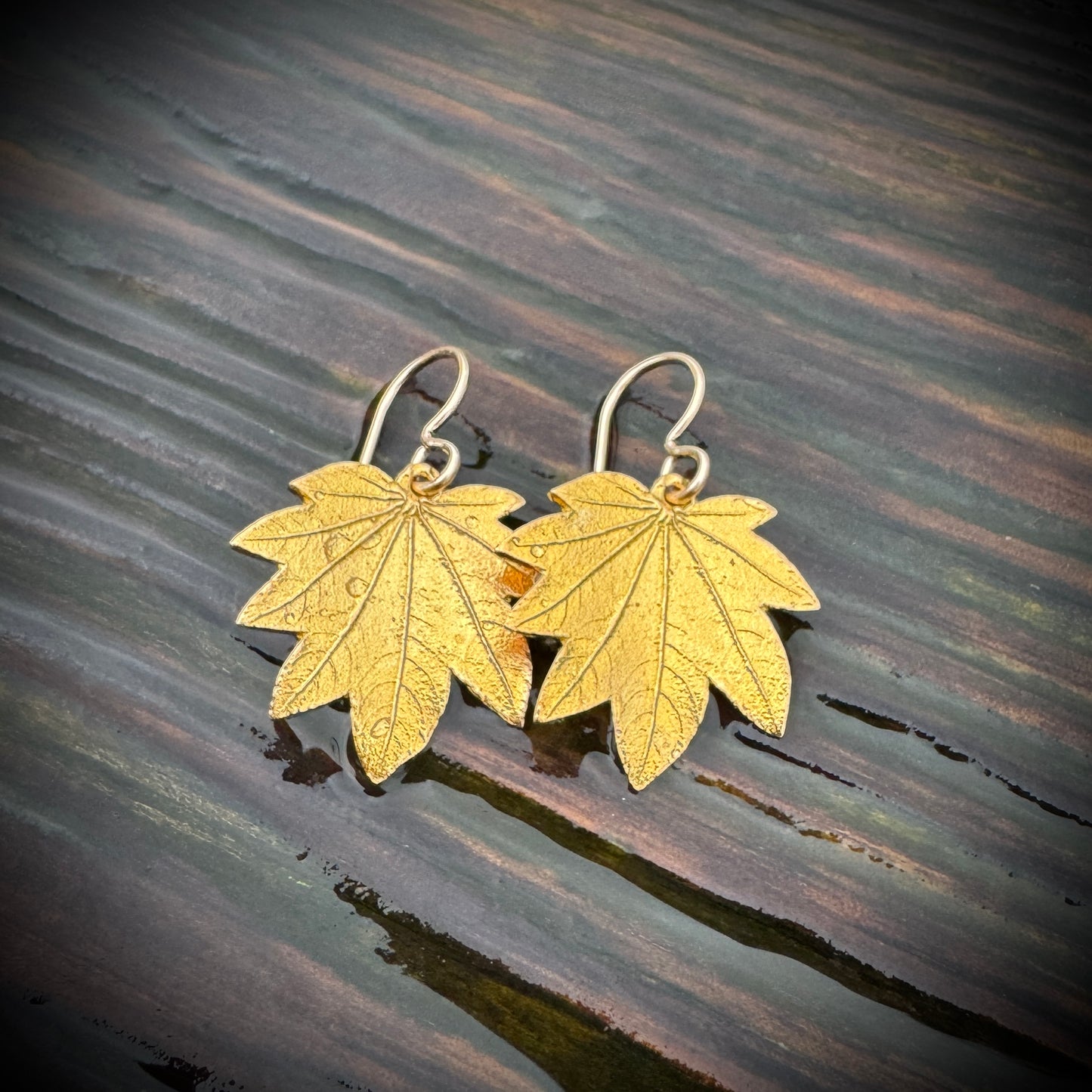 Glowing Hearts Maple Leaf Earrings
