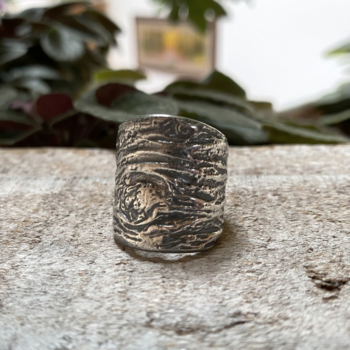Driftwood Knot Sterling Silver Shield Ring
