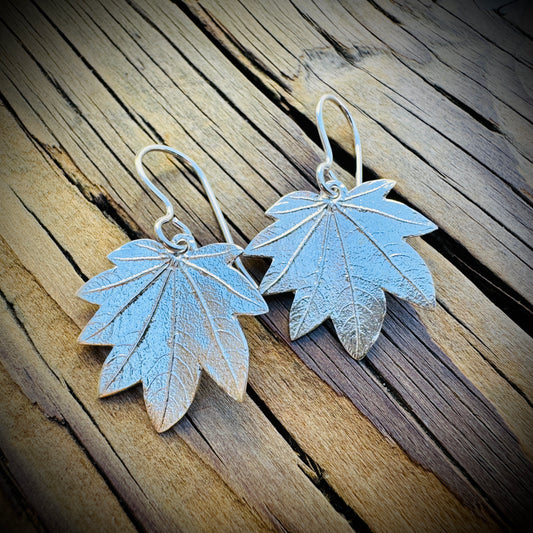 Glowing Hearts Maple Leaf Earrings