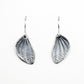 linden leaf pod earrings in oxidized silver. on a white background