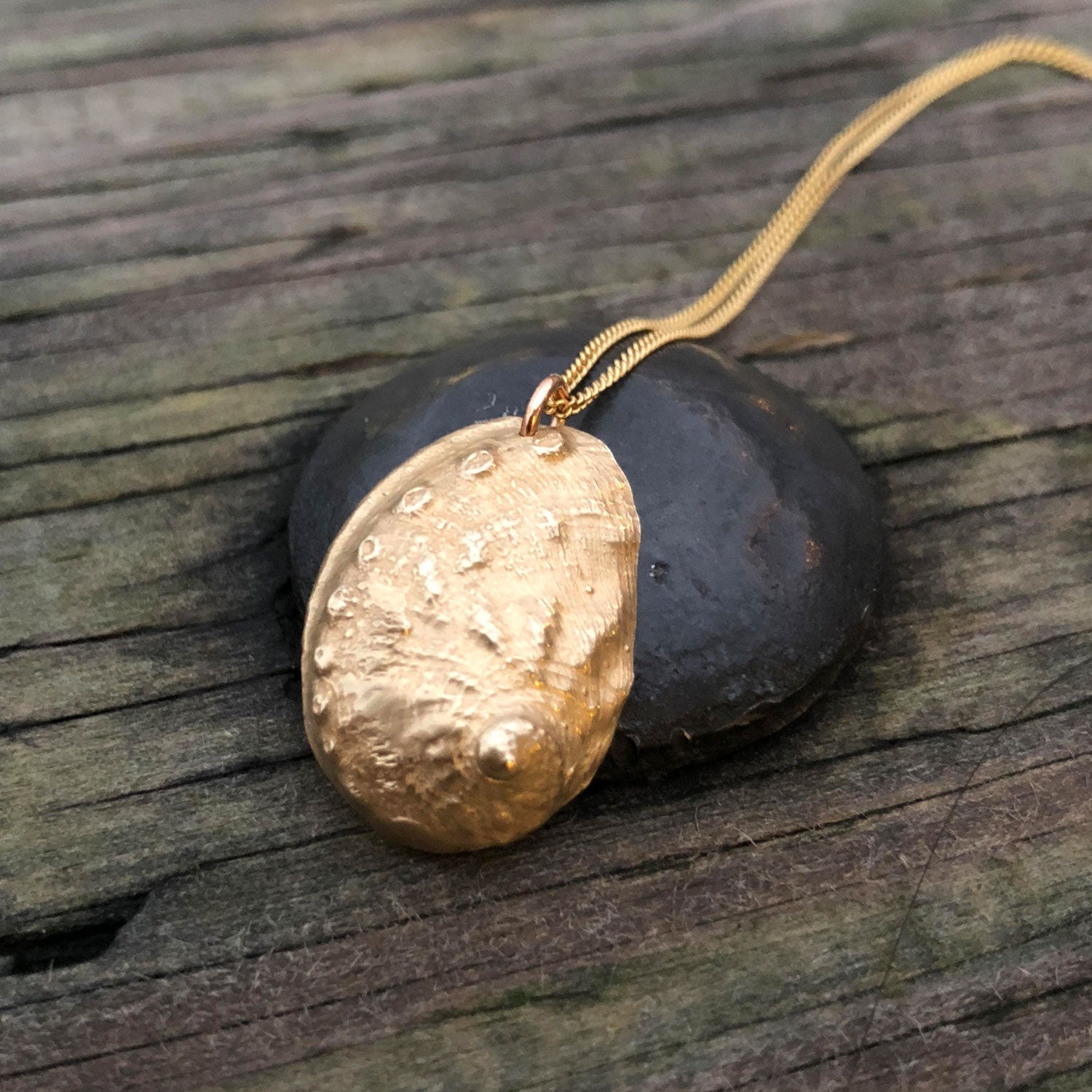 golden bronze abalone shell necklace