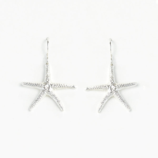 Botanical Beach Starfish Shell Earrings Sterling Silver - Frosted / Large - 2.5 cm / 1 in | Morning Moon Studios